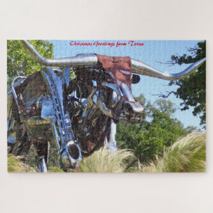 Puzzle Sculpture de Texas Longhorn .Vœux de Noël