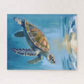 Puzzle Sea Turtle Ocean Animal Watercolor (Horizontal)