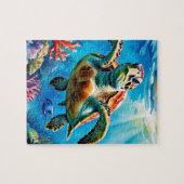 Puzzle Sea Turtle Watercolor Tropical Ocean (Horizontal)