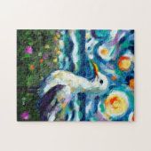 Puzzle Seagull Van Gogh Style Plage Sky Blue Turquoise (Horizontal)
