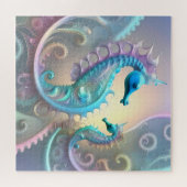 Puzzle Seahorses Fractal Art, (Horizontal)