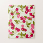 Puzzle Seamless red cartoon cherry berry cute pattern whi (Vertical)
