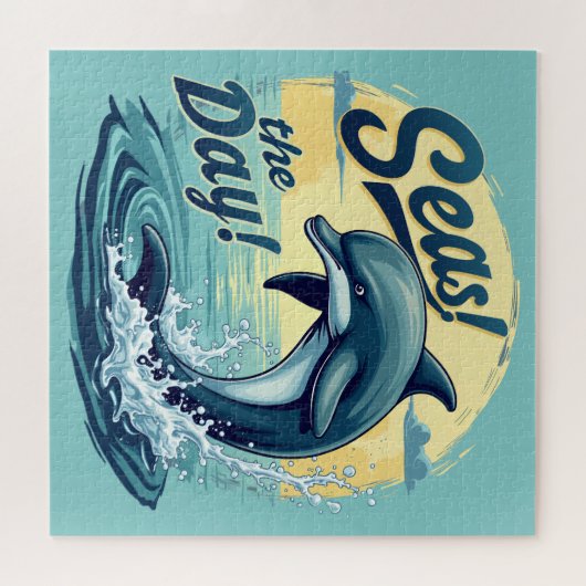 Puzzle Seas Day Retro Dolphin Océan esthétique (Horizontal)