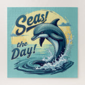 Puzzle Seas Day Retro Dolphin Océan esthétique (Vertical)