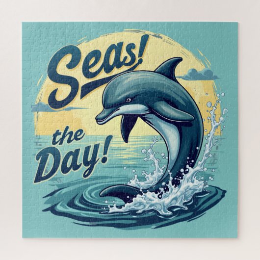 Puzzle Seas Day Retro Dolphin Océan esthétique (Vertical)