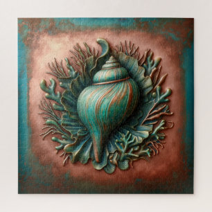 Puzzle Seashell Copper et Patina Beach House