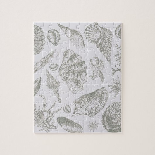 Puzzle Seashell Soft Antique Art Beach Shell (Vertical)