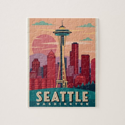 Puzzle Seattle - Emerald City Skyline (Vertical)