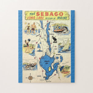 Puzzle Sebago Lake Maine vintage