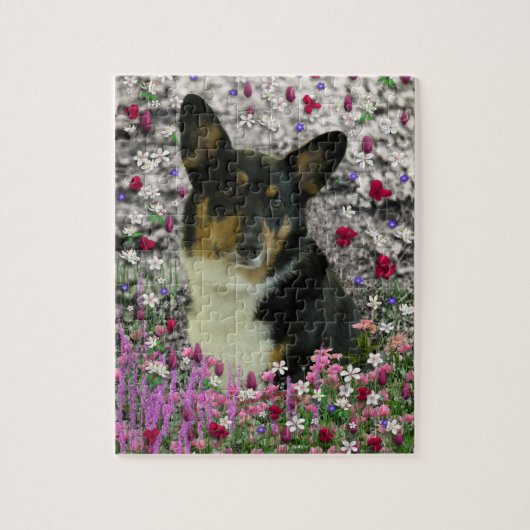 Puzzle SebastiAn le corgi de Gallois en fleurs (Vertical)