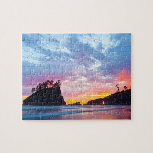 Puzzle Second Beach au coucher du soleil, Washington (Horizontal)