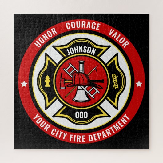 Puzzle Secourt de pompier AJOUTER LE NOM Insigne du servi (Vertical)