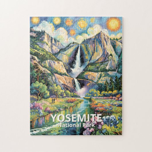 Puzzle Sentier de randonnée de la cascade d'eau printaniè (Vertical)