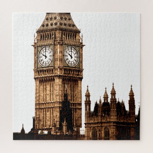 Puzzle Sepia Big Ben Tower Travel Art (Vertical)