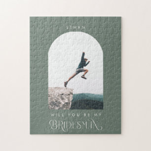 Puzzle Seras-tu mon Bridesman Photo Minimal Vert Sauge