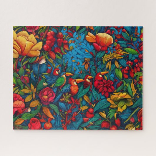 Puzzle Serenade de la jungle dans une mer de fleurs (Horizontal)