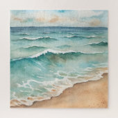 Puzzle Serene Watercolor Beach Waves - Ocean Vibes (Vertical)