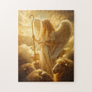 Puzzle Sérénité Céleste Ange Féminin avec Mouton et Brebi