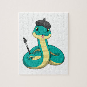 Puzzle Serpent comme peintre avec pinceau