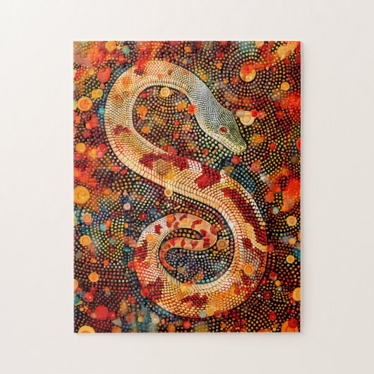 Puzzle Serpent en Art Dot Aborigène (Vertical)