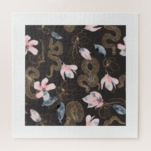 Puzzle Serpents avec fleurs motif
