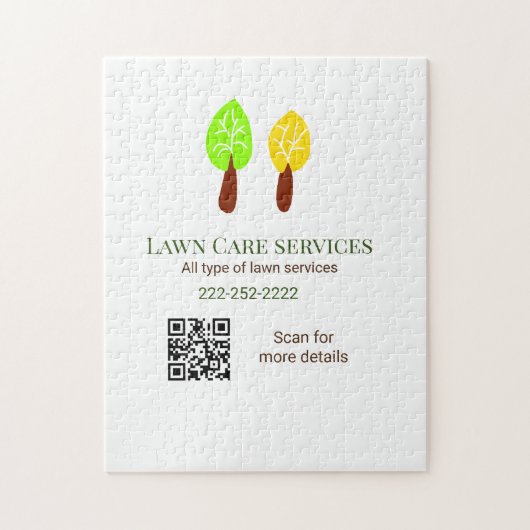 Puzzle Services de soins de pelouse ajoutez nom q r code (Vertical)
