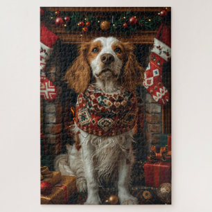 Puzzle Setter Anglais Chien Avec Cheminée Cadeaux De Noël