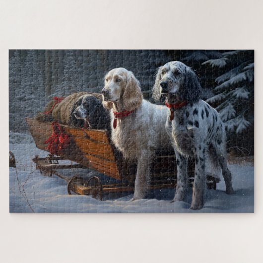 Puzzle Setter Anglais Sleigh enneigé Décor de Noël (Horizontal)