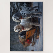 Puzzle Setter Anglais Sleigh enneigé Décor de Noël (Vertical)