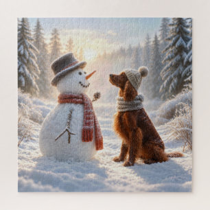 Puzzle Setter Irlandais avec un bonhomme de neige