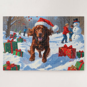 Puzzle Setter Rouge Irlandais Courant dans la Neige avec