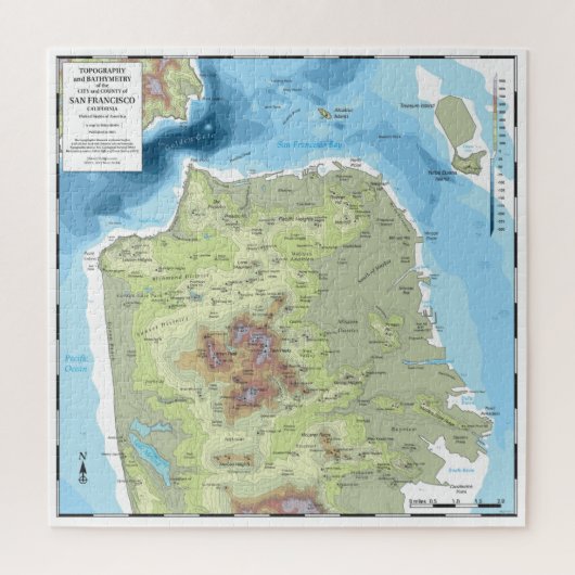 Puzzle SF Topo en Bathymetry Puzzle Legpuzzel (Verticaal)