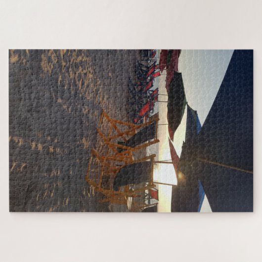 Puzzle Shaded Beach Seating at Sunset (Horizontal)