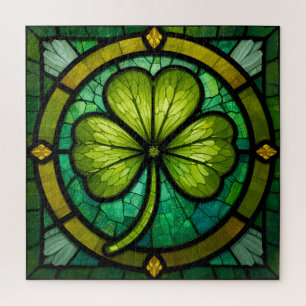 Puzzle Shamrock Clover en verre verni style Art irlandais