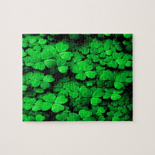 Puzzle Shamrocks and Hearts Saint Patrick's Day Green (Horizontal)