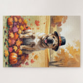 Puzzle Shar Pei À L'Automne Quitte L'Art Thanksgiving (Horizontal)