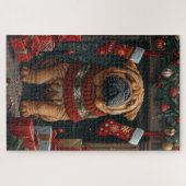Puzzle Shar Pei Chien Avec Foyer Cadeaux De Noël (Horizontal)