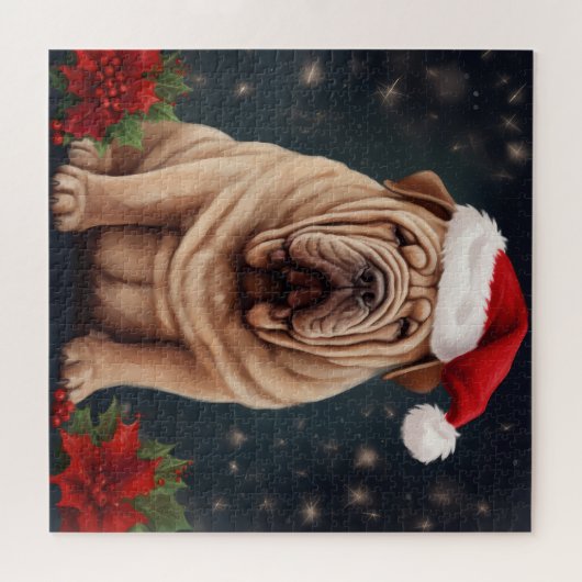 Puzzle Shar Pei Chien dans Noël de neige (Horizontal)