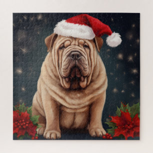 Puzzle Shar Pei Chien dans Noël de neige
