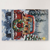 Puzzle Shar Pei Christmas Red Truck Holiday (Horizontal)