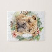 Puzzle Shar Pei Christmas Wreath Festive Pup (Horizontal)