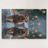 Puzzle Shar Pei  Dogs Christmas Snow Holiday (Horizontal)