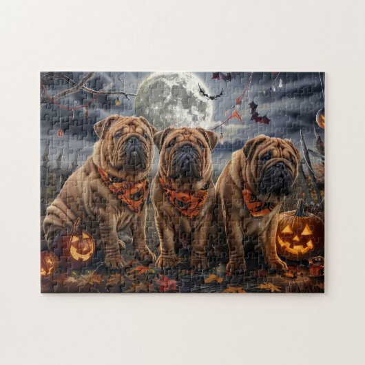 Puzzle Shar Pei Halloween Éffrayant (Horizontal)