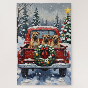 Puzzle Shar Pei Noël Camion Rouge Fêtes