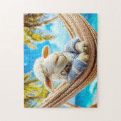 Puzzle Sheep in hammock under palm tree (Vertical)