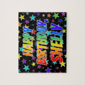 Puzzle "SHELLY" Prénom, Amusant "HEUREUX ANNIVERSAIRE" (Vertical)