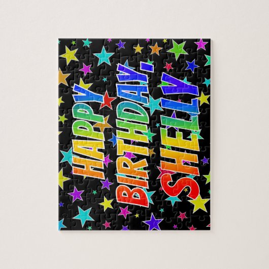 Puzzle "SHELLY" Prénom, Amusant "HEUREUX ANNIVERSAIRE" (Vertical)