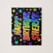 Puzzle "SHERRY" Prénom, Amusant "HEUREUX ANNIVERSAIRE" (Vertical)