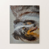 Puzzle Shetland Sheep Chien Jigsaw. (Vertical)