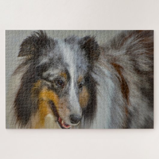 Puzzle Shetland Sheep Chien Jigsaw. (Horizontal)